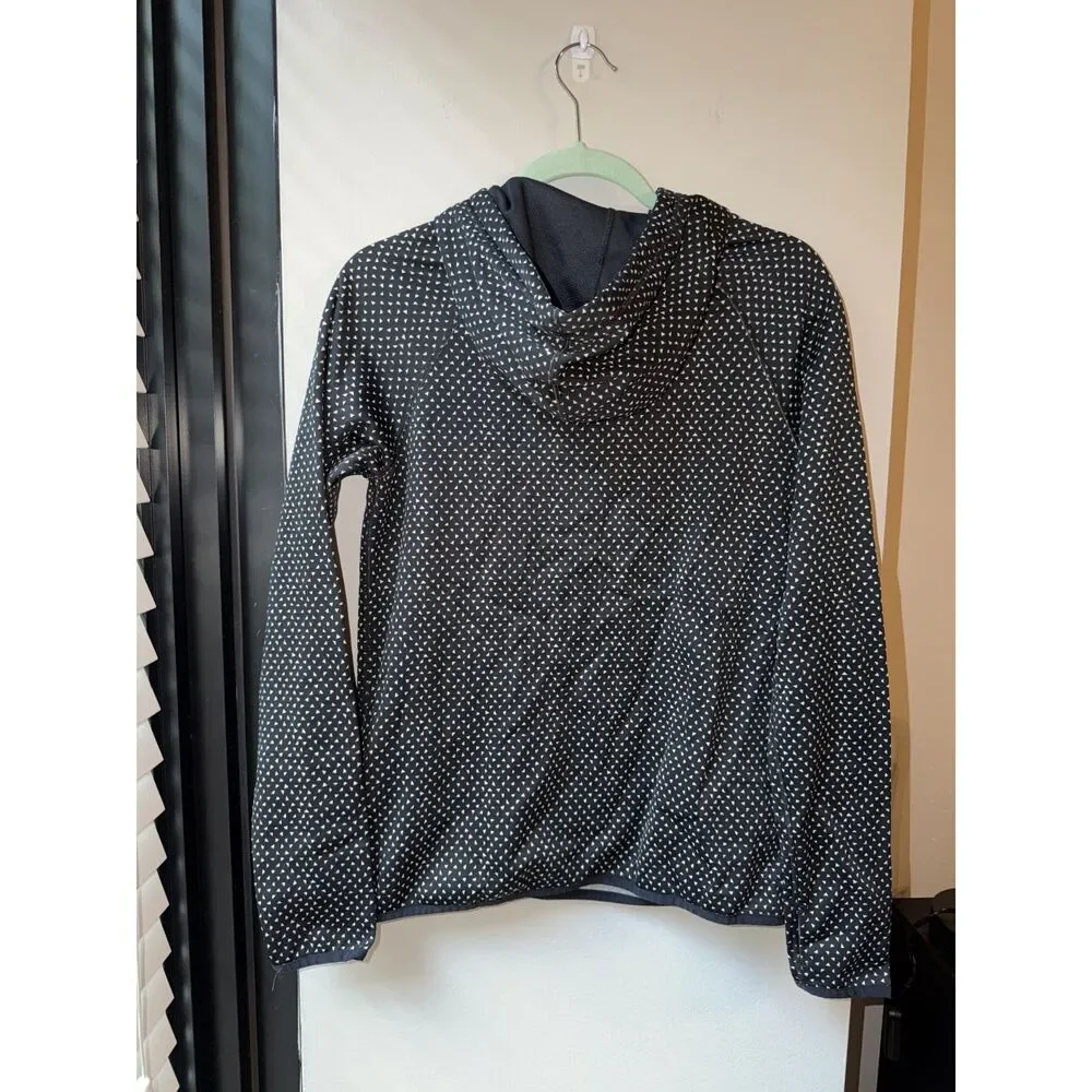 NIKE Dri-Fit Hoodie Black and White Dot Pattern Small